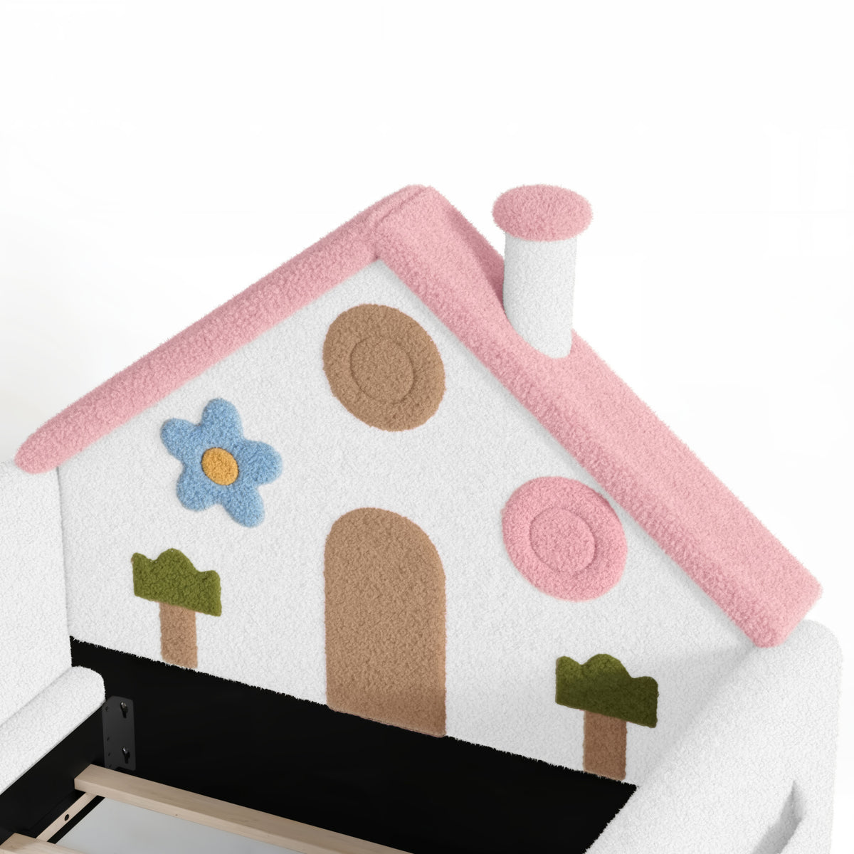 Twin House-Shaped Upholstered Kids Floor Bed | OROA Kids