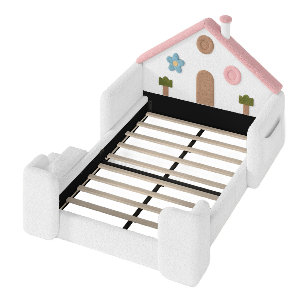 Pink & White Upholstered Full Bed | OROA Kids