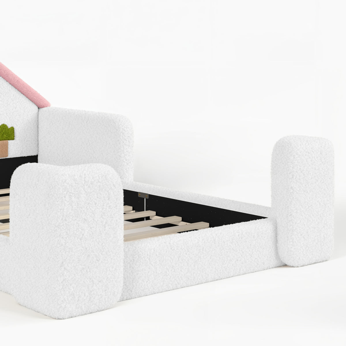 Pink & White Upholstered Full Bed | OROA Kids