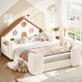 Full House-Shaped Upholstered Kids Floor Bed - OROA Kids - view 2