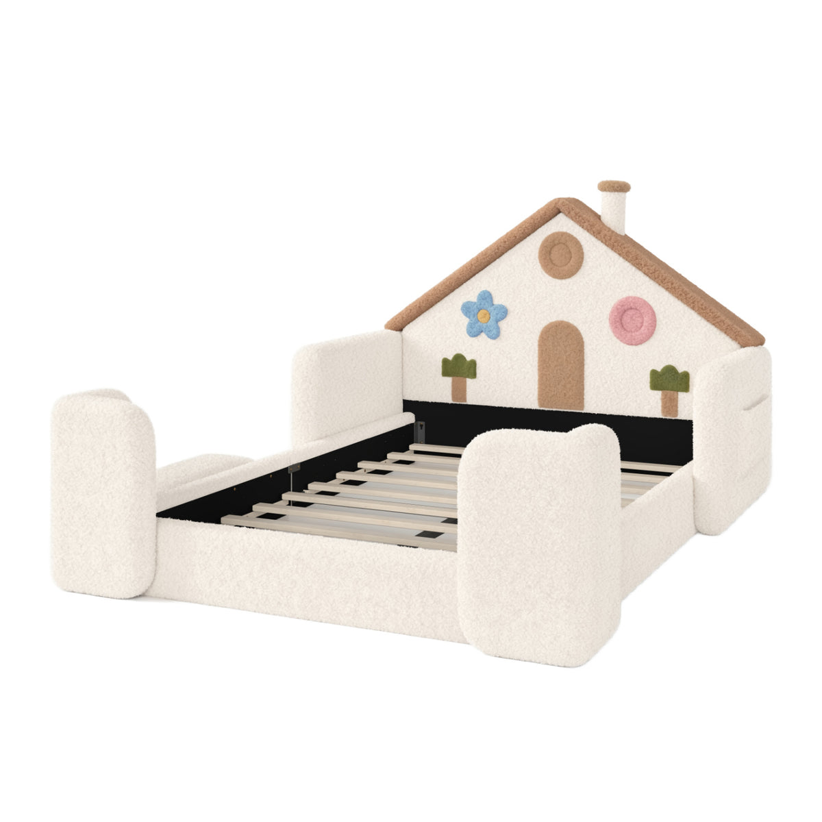 Full House-Shaped Upholstered Kids Floor Bed - OROA Kids - view 5