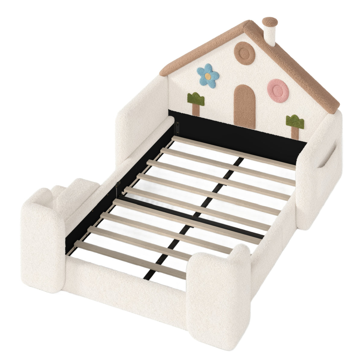 Full House-Shaped Upholstered Kids Floor Bed - OROA Kids - view 6