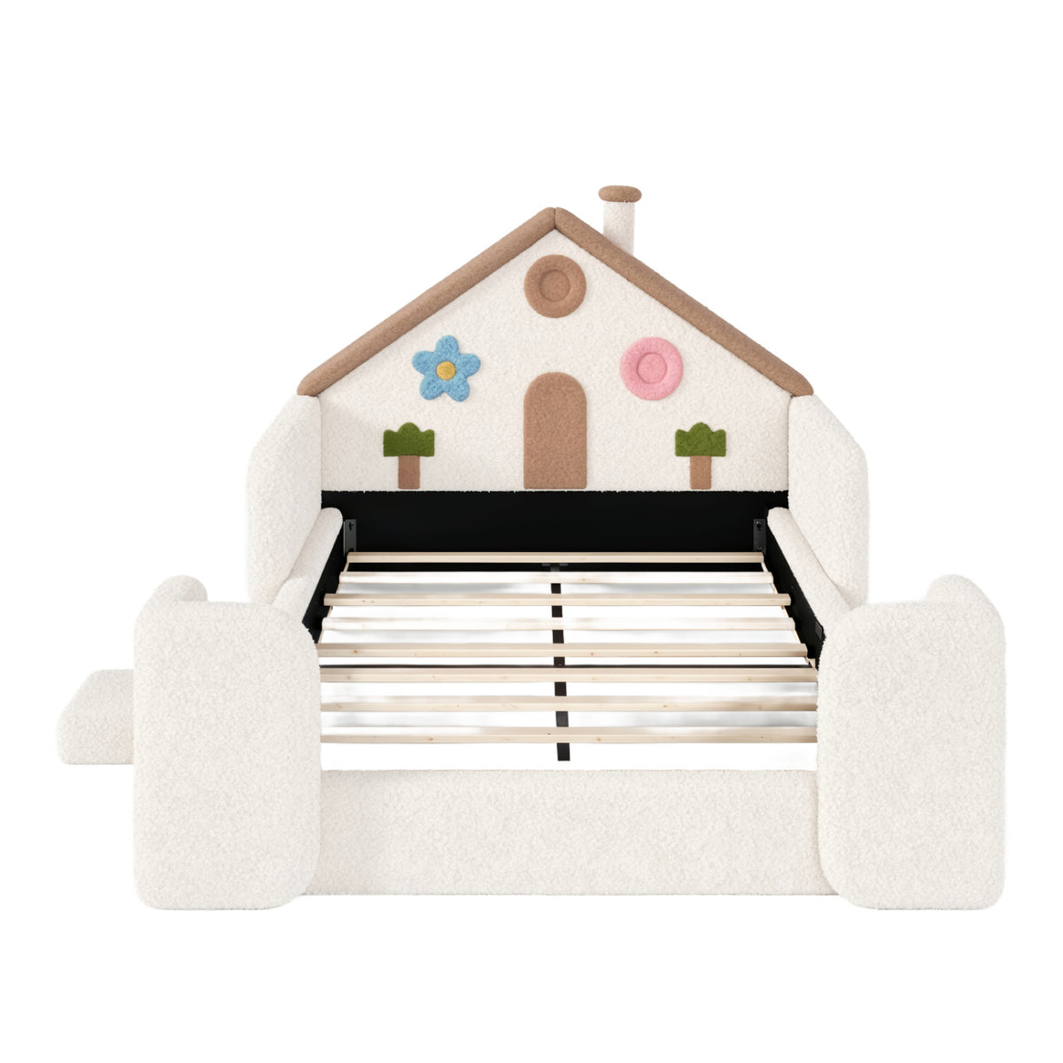 Full House-Shaped Upholstered Kids Floor Bed - OROA Kids - view 7