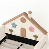 Full House-Shaped Upholstered Kids Floor Bed - OROA Kids - view 9
