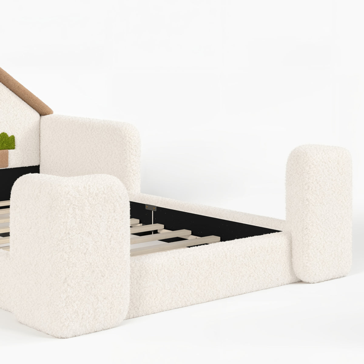 Full House-Shaped Upholstered Kids Floor Bed - OROA Kids - view 10