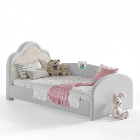 Modern European furniture - Upholstered Curved Headboard Twin Bed - www.oroa.com