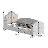 Modern European furniture - Upholstered Curved Headboard Twin Bed - www.oroa.com