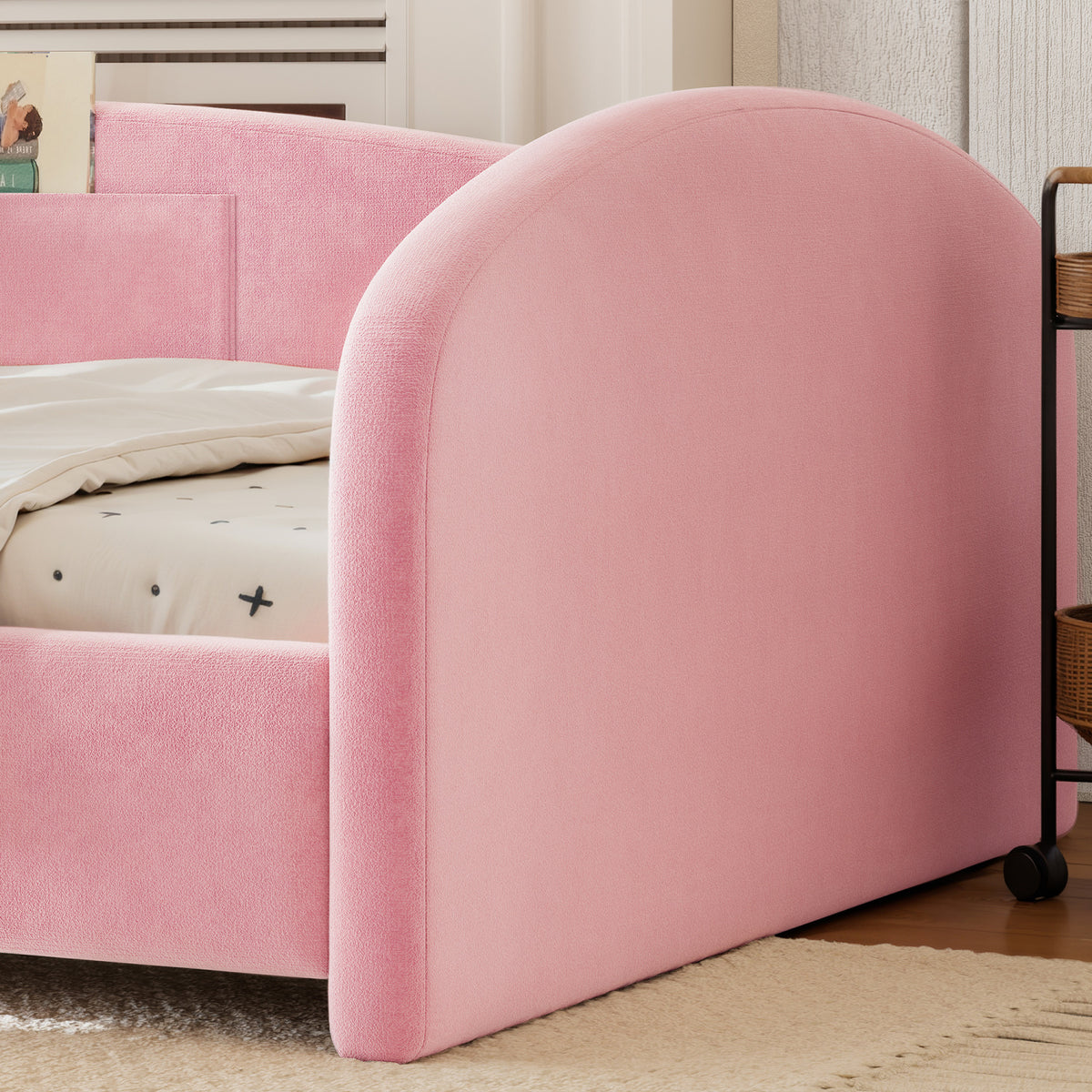 Pink Upholstered Floor Bed | OROA Kids