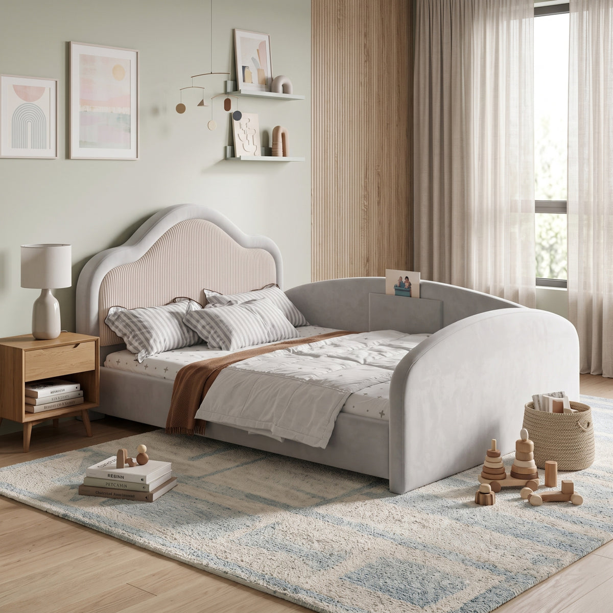 Upholstered Gray Kids Floor bed | OROA Kids