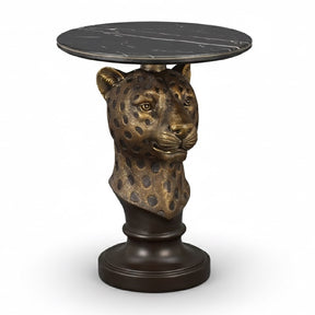 Antique Brown Leopard Head Side Table - OROA - view 1