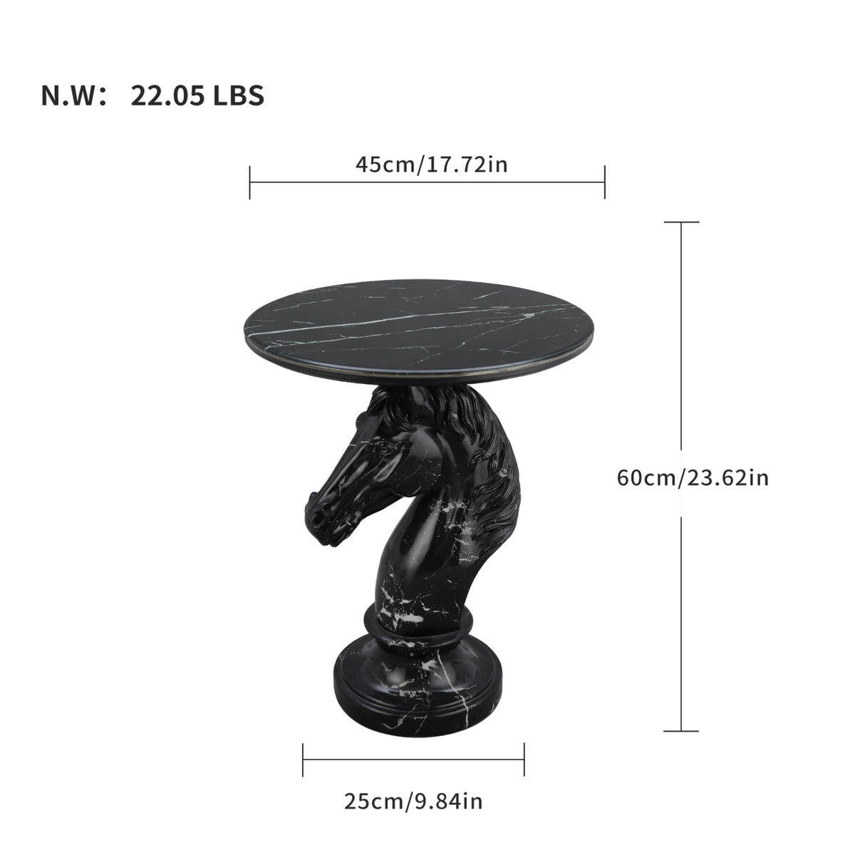 Black Horse Head Statue Side Table | OROA