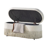 Modern European furniture - Oval Upholstered Beige Ottoman  - www.oroa.com