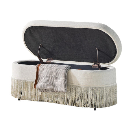 Modern European furniture - Oval Upholstered Beige Ottoman  - www.oroa.com