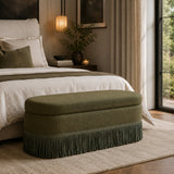 Modern European furniture - Green Tassel Storage Ottoman Bench - www.oroa.com