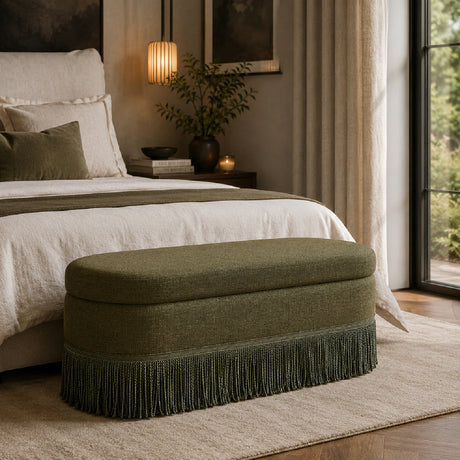 Modern European furniture - Green Tassel Storage Ottoman Bench - www.oroa.com