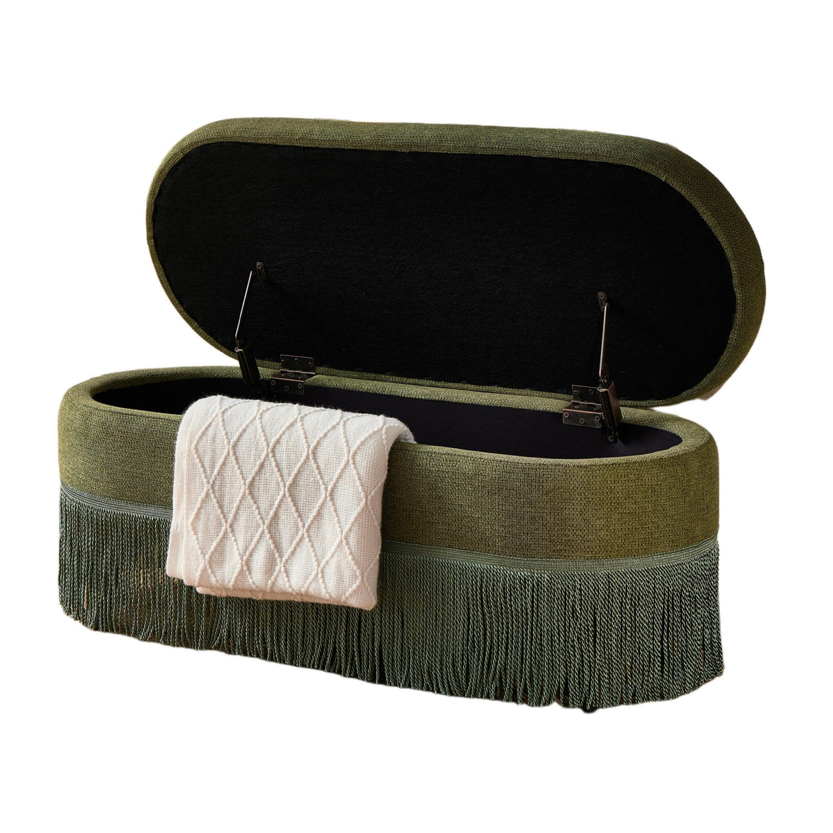 Modern European furniture - Green Tassel Storage Ottoman Bench - www.oroa.com