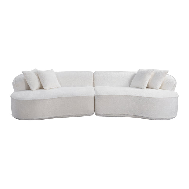 Modern European furniture - White Curved L-Shape Sectional Sofa - www.oroa.com