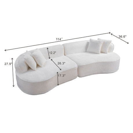 Modern European furniture - White Curved L-Shape Sectional Sofa - www.oroa.com