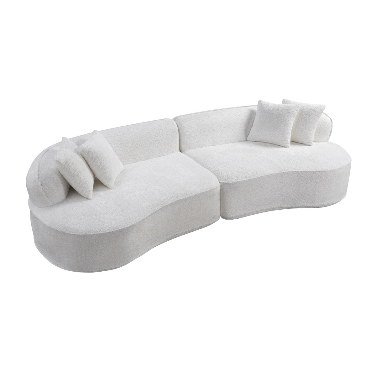 Modern European furniture - White Curved L-Shape Sectional Sofa - www.oroa.com