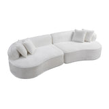 Modern European furniture - White Curved L-Shape Sectional Sofa - www.oroa.com