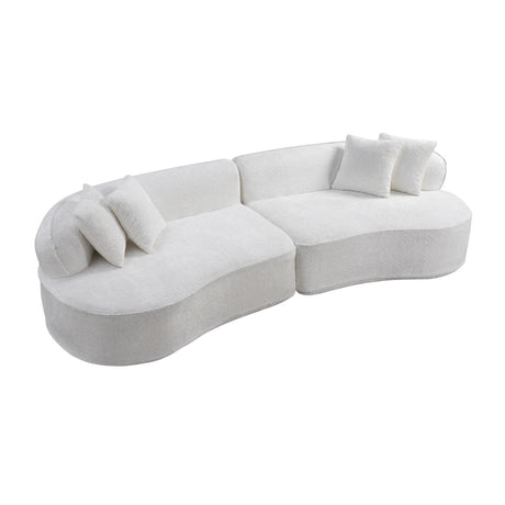 Modern European furniture - White Curved L-Shape Sectional Sofa - www.oroa.com