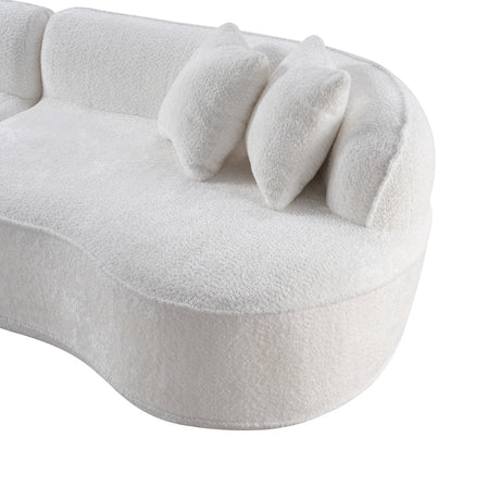 Modern European furniture - White Curved L-Shape Sectional Sofa - www.oroa.com