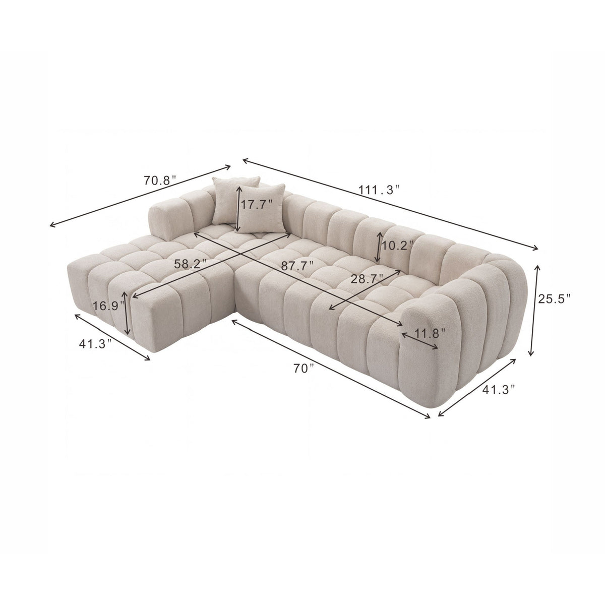 Camel Tufted Modular Sectional Sofa | OROA