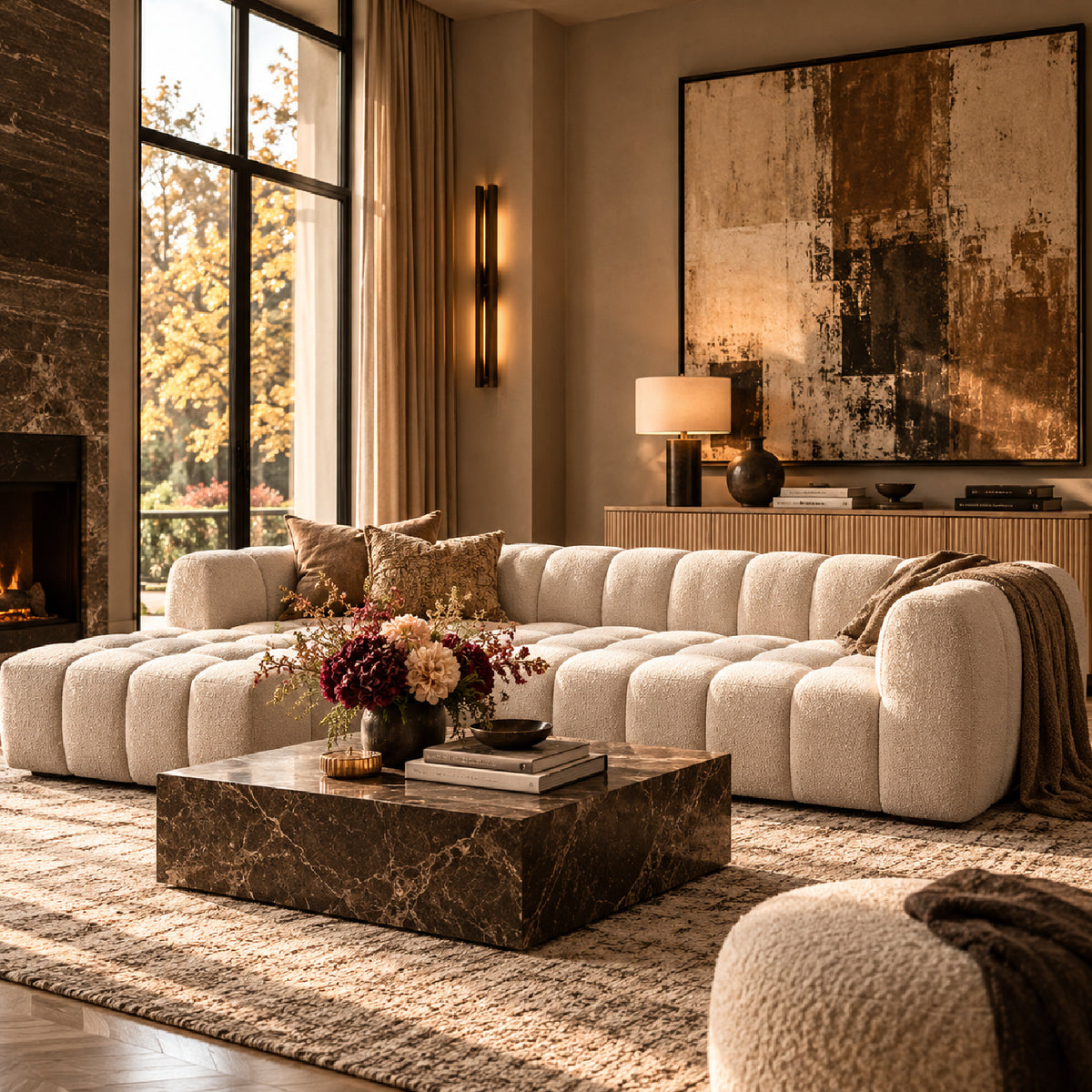 Camel Tufted Modular Sectional Sofa | OROA