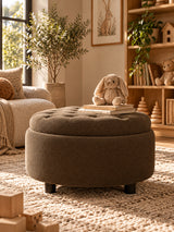 Modern Tufted Fabric Circle Coffee Table | OROA