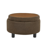 Modern Tufted Fabric Circle Coffee Table | OROA