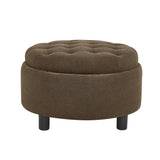 Modern Tufted Fabric Circle Coffee Table | OROA