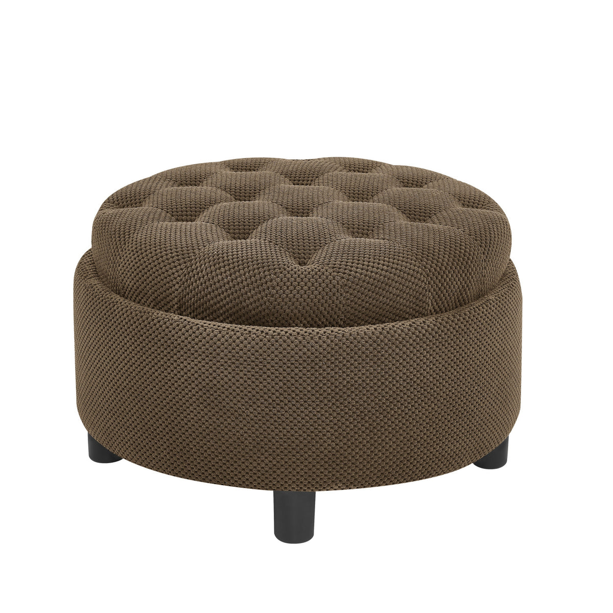 Modern Tufted Fabric Circle Coffee Table | OROA