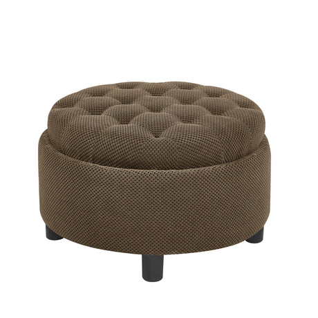 Modern Tufted Fabric Circle Coffee Table | OROA