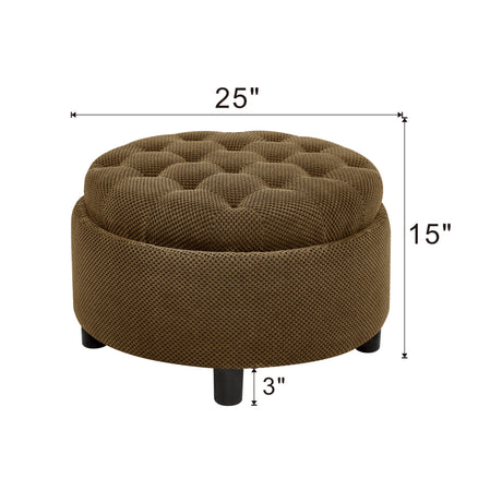 Modern Tufted Fabric Circle Coffee Table | OROA