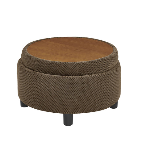 Modern Tufted Fabric Circle Coffee Table | OROA