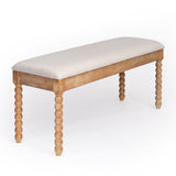 Modern European furniture -Upholstered Turned Spindle Legs Bench - www.oroa.com