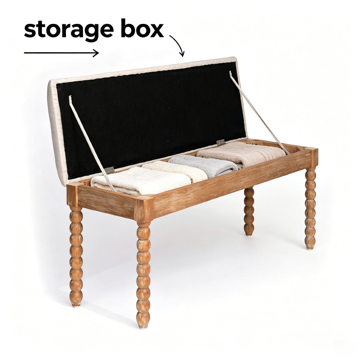 Modern European furniture -Upholstered Turned Spindle Legs Bench - www.oroa.com