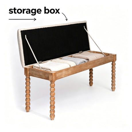 Modern European furniture -Upholstered Turned Spindle Legs Bench - www.oroa.com