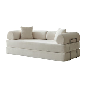 Modern European furniture - Off-White Corduroy Convertible Floor Sectional Sofa Bed - www.oroa.com