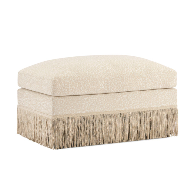 Beige Chenille Leopard Ottoman by OROA