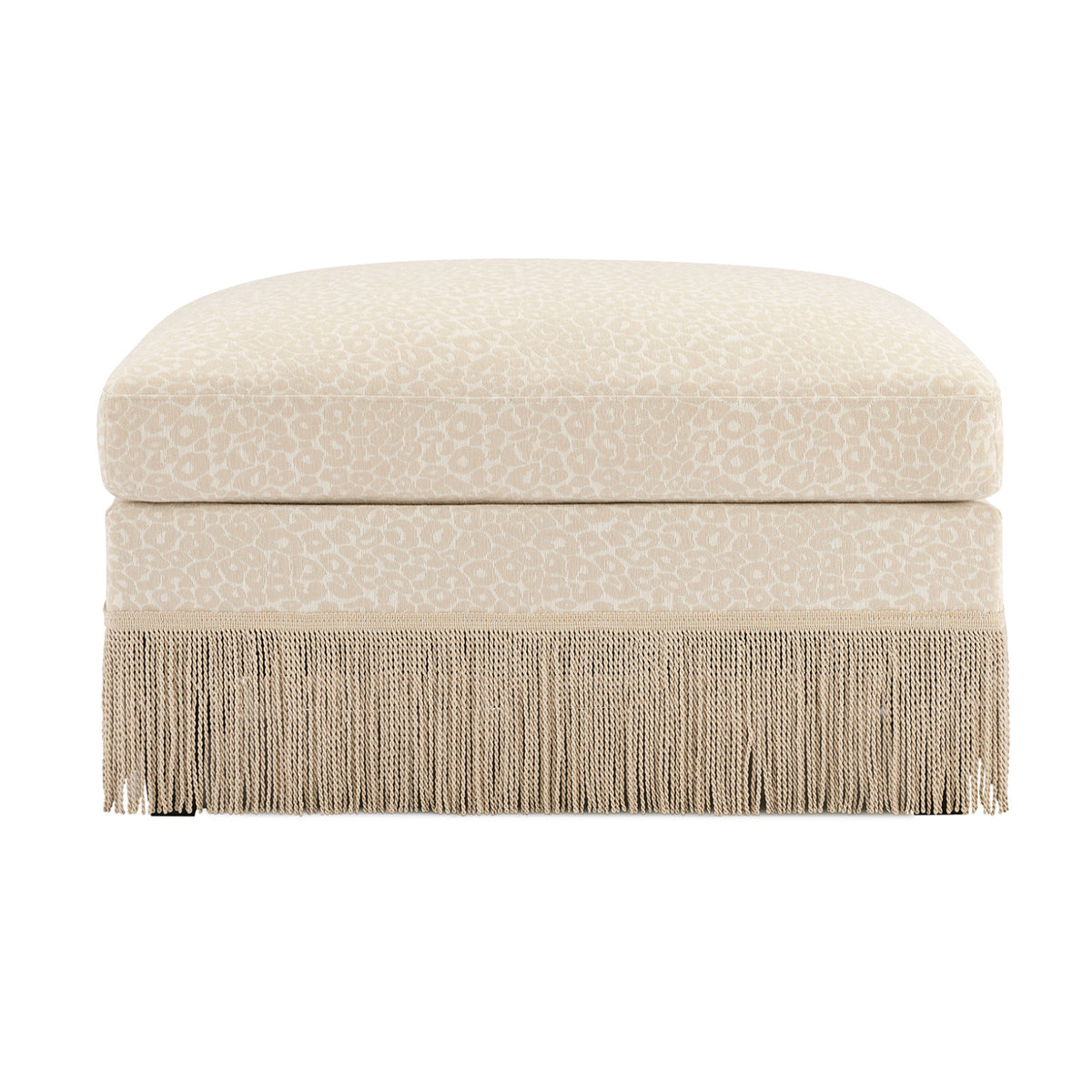 Beige Chenille Leopard Ottoman by OROA