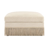 Beige Chenille Leopard Ottoman by OROA
