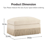 Beige Chenille Leopard Ottoman by OROA