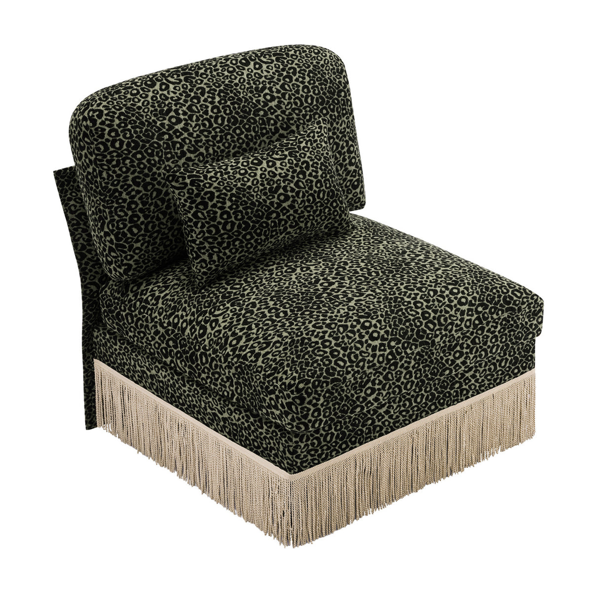 Modern European furniture - Green Black Leopard Chenille Armless Sofa - www.oroa.com