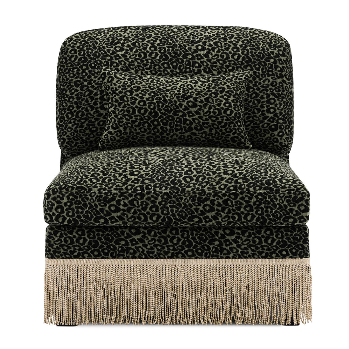 Modern European furniture - Green Black Leopard Chenille Armless Sofa - www.oroa.com