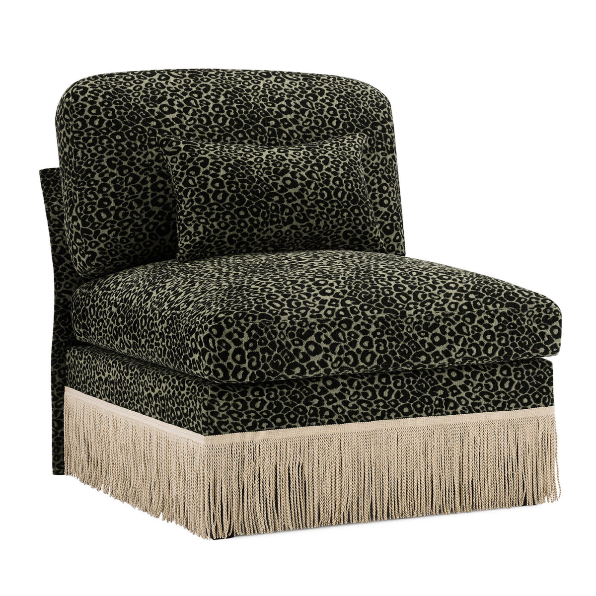 Modern European furniture - Green Black Leopard Chenille Armless Sofa - www.oroa.com