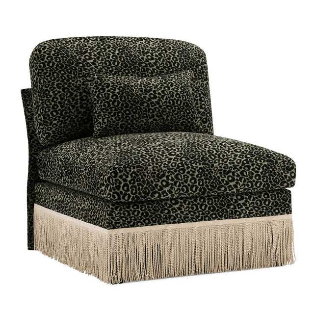 Modern European furniture - Green Black Leopard Chenille Armless Sofa - www.oroa.com
