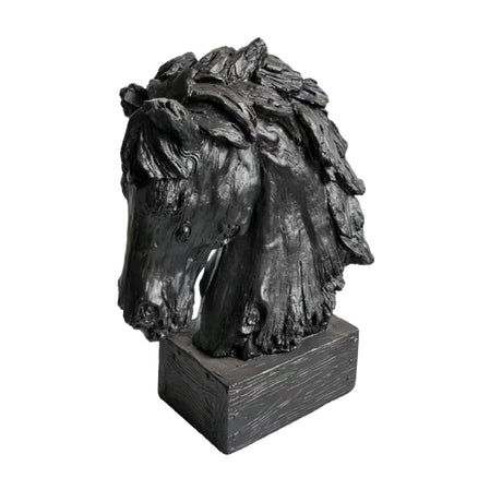 Modern European furniture - Black Rustic Horse Head Resin Sculpture Decor - www.oroa.com
