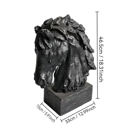 Modern European furniture - Black Rustic Horse Head Resin Sculpture Decor - www.oroa.com