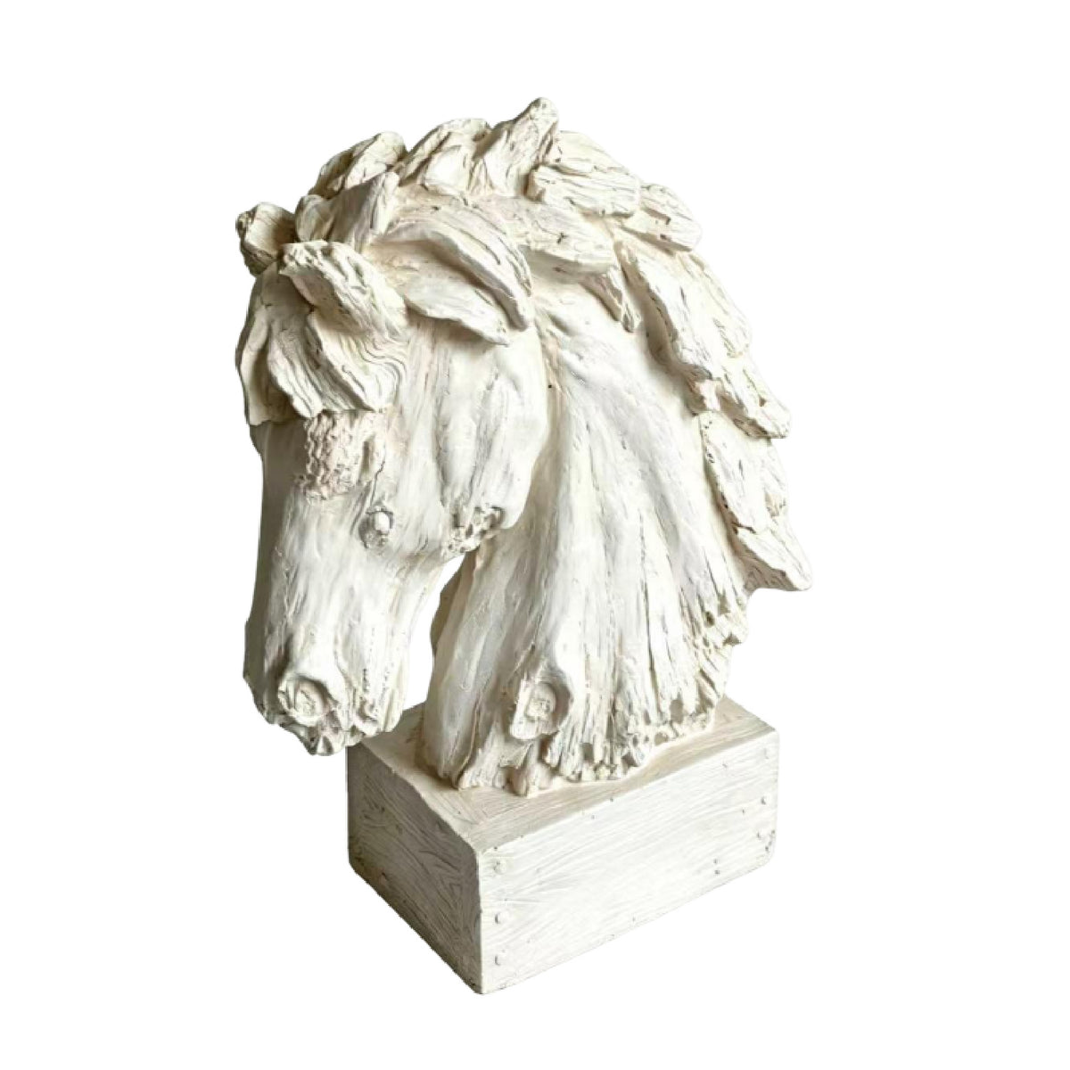 Modern European furniture - Antique White Weathered Horse Head Sculpture - www.oroa.com